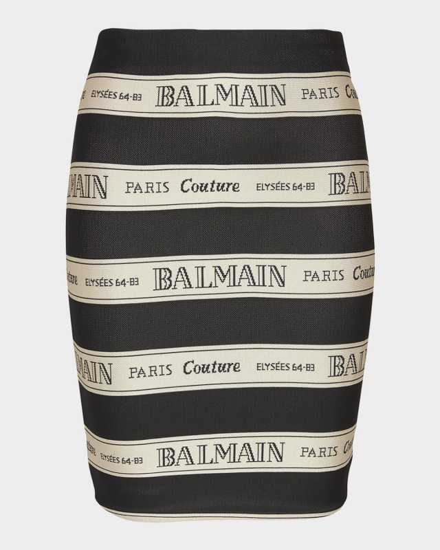 Striped Balmain Jacquard Mini Skirt